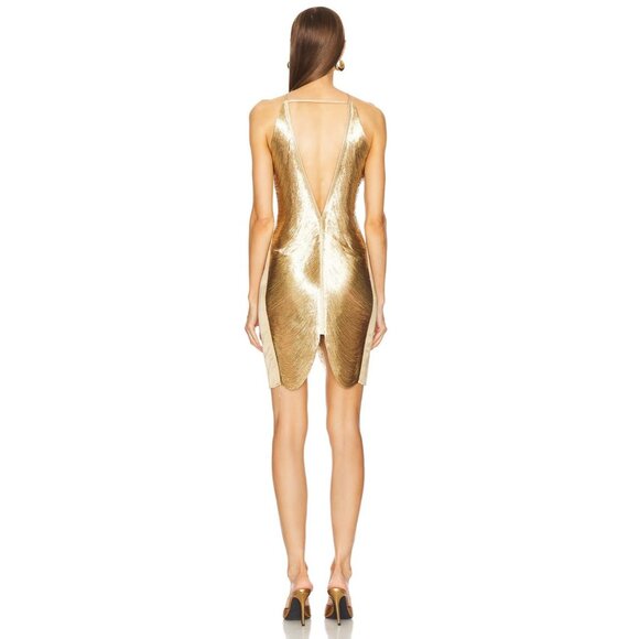 Cult Gaia Mara Dress in Gold Medium New Womens Fringe Cocktail - Picture 3 of 17